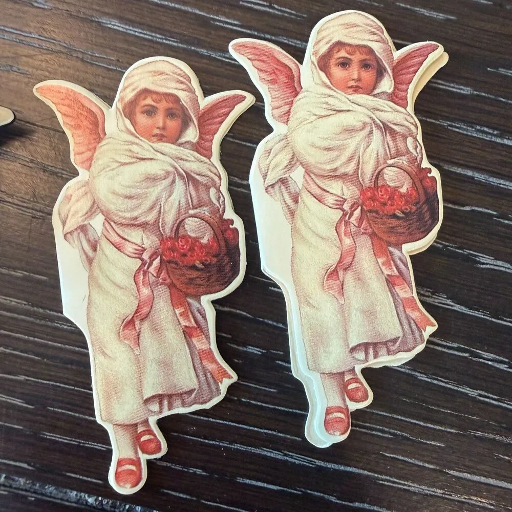 Vintage Merrimack Publishing Angel Girls‎ with Basket Gift Tags w/ Envelopes (9)